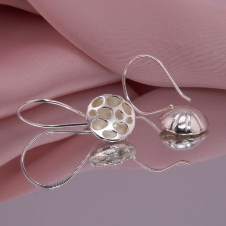 Ohrhänger Lotusblüte Samenkapsel Silber